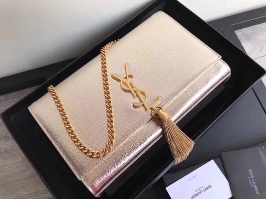 Tas Tali Poliester Saint Laurent YSL Woc Tali Yang Dapat Disesuaikan Dengan Penutupan Ritsleting Perak