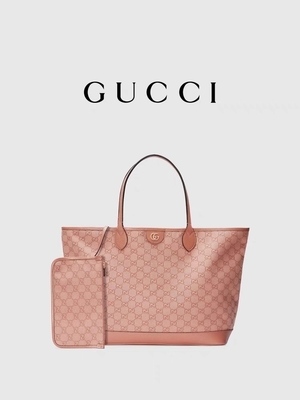 Pink Canvas Gucci Ophidia GG Medium Tote Shoulder Bag Untuk Bepergian Bisnis