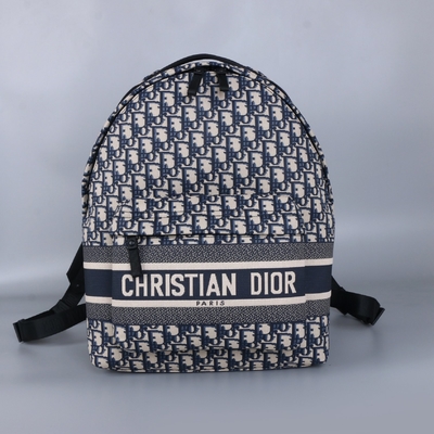 Desainer Diortravel Kecil Ransel Biru Dior Oblique Jacquard
