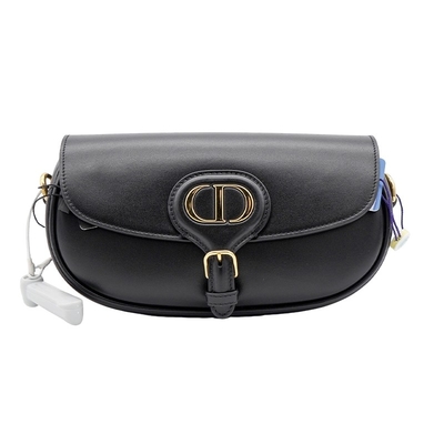 Tas Selempang Pelana Kulit Anak Sapi Hitam Dior Bobby East West Bag Hobo