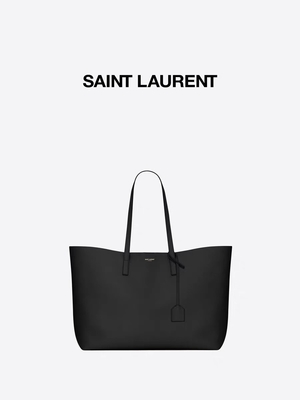 1.4lb Kulit Bertekstur Tas Tangan Wanita Bermerek Hitam YSL Tas Kulit Anak Sapi East West