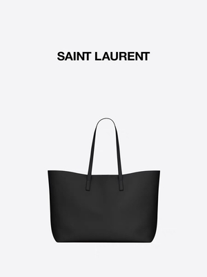1.4lb Kulit Bertekstur Tas Tangan Wanita Bermerek Hitam YSL Tas Kulit Anak Sapi East West
