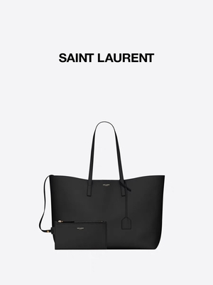 1.4lb Kulit Bertekstur Tas Tangan Wanita Bermerek Hitam YSL Tas Kulit Anak Sapi East West