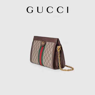 Beige Ebony GG Ophidia Tas Bahu Mini Bermerek Supreme Tote Kanvas