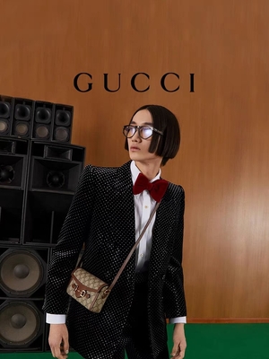9.5oz GUCCI Horsebit 1955 Tas Mini Dompet Wanita Kayu hitam krem