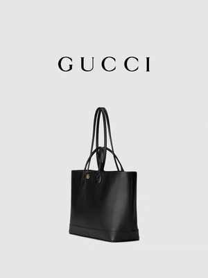 GUCCI Ophidia Tas Selempang Bermerek Kecil Kulit Berbutir Sedang Hitam