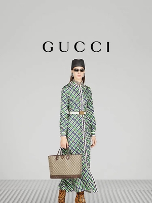 GUCCI Ophidia Tas Selempang Bermerek Kecil Kulit Berbutir Sedang Hitam
