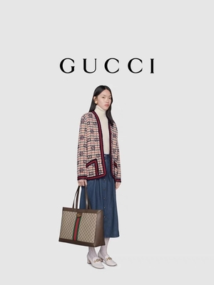 Kulit GUCCI Ophidia Tas Bahu Wanita Bermerek Tote Belanja
