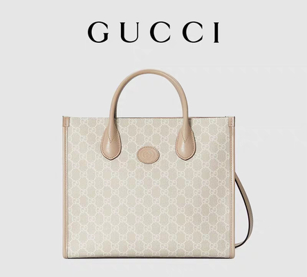 Tote Tas Bahu Kanvas Gucci Kecil Supreme Dengan Interlocking G