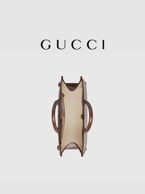 Paneled GG Supreme Print Gucci Canvas Tote Bag Tas Bahu Dengan Interlocking G