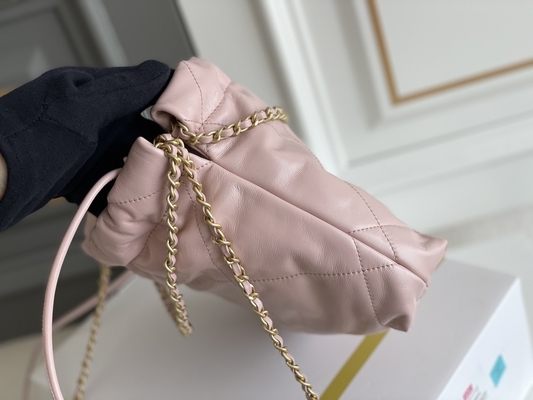 Tas Tangan Wanita Bermerek Chanel 22B MINI 22S Calfskin Pink Putih Hitam Kuning