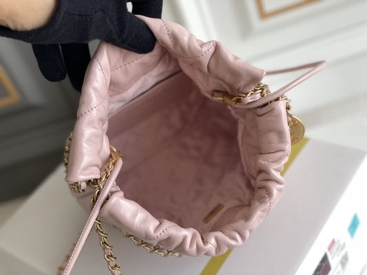 Tas Tangan Wanita Bermerek Chanel 22B MINI 22S Calfskin Pink Putih Hitam Kuning