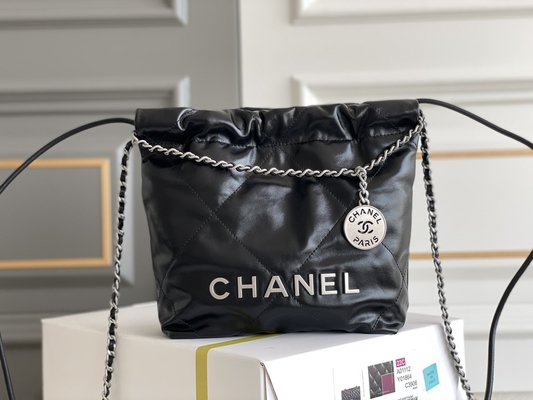 Tas Tangan Wanita Bermerek Chanel 22B MINI 22S Calfskin Pink Putih Hitam Kuning