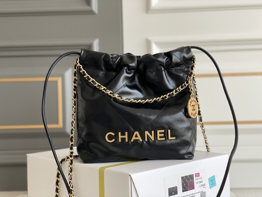 Tas Tangan Wanita Bermerek Chanel 22B MINI 22S Calfskin Pink Putih Hitam Kuning