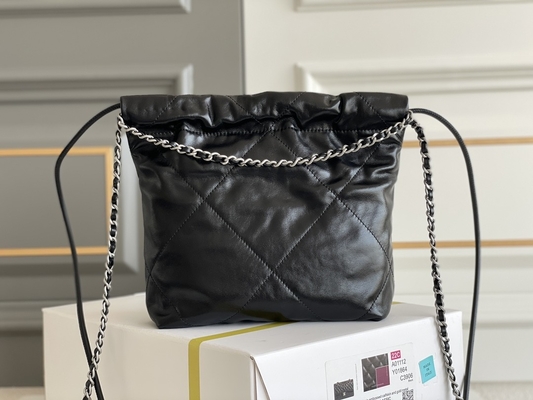 Tas Tangan Wanita Bermerek Chanel 22B MINI 22S Calfskin Pink Putih Hitam Kuning