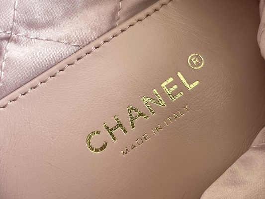 Tas Tangan Wanita Bermerek Chanel 22B MINI 22S Calfskin Pink Putih Hitam Kuning
