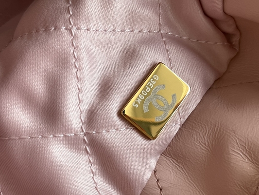 Tas Tangan Wanita Bermerek Chanel 22B MINI 22S Calfskin Pink Putih Hitam Kuning