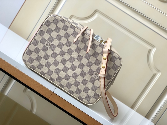 Putih Pink Damier Azur Canvas LV Branded Messenger Bag NéONoé MM Bucket Bag