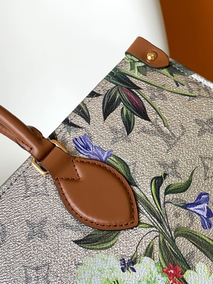Tas Selempang Mini OnTheGo MM Branded M81724 Pola Floral Kanvas Dilapisi Perak
