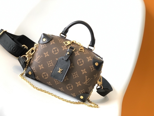 Louis Vuitton Tas Bermerek Kustom Petite Malle Souple Empreinte Monogram Coklat Hitam