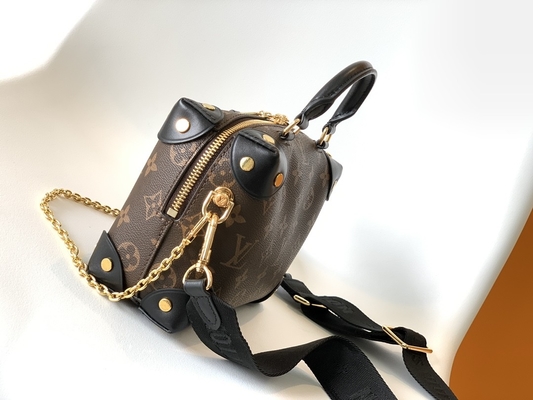 Louis Vuitton Tas Bermerek Kustom Petite Malle Souple Empreinte Monogram Coklat Hitam