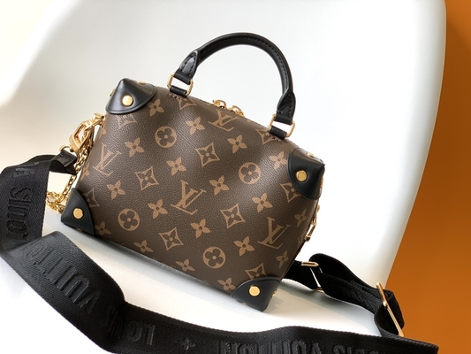 Louis Vuitton Tas Bermerek Kustom Petite Malle Souple Empreinte Monogram Coklat Hitam