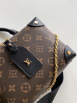 Louis Vuitton Tas Bermerek Kustom Petite Malle Souple Empreinte Monogram Coklat Hitam