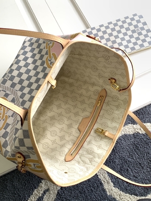 Tas Bermerek Kustom Terbatas Tahiti Kotak-kotak Louis Vuitton Neverfull MM