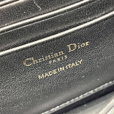 Branded Lady Dior Patent Clutch Small Pearl Black Flip Closure