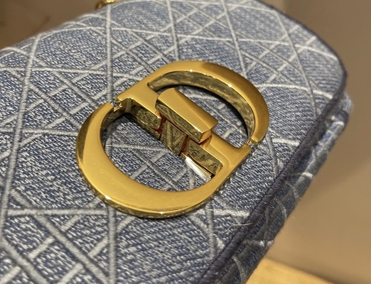Dompet Desainer Mini Bordir Dior Caro Denim Kecil