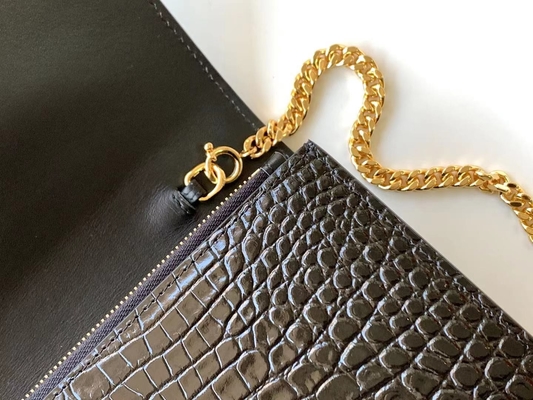 Calfskin YSL Tas Hitam Rantai Emas Kate Rumbai Kecil