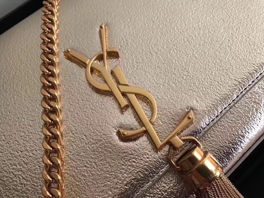 Tas Tali Poliester Saint Laurent YSL Woc Tali Yang Dapat Disesuaikan Dengan Penutupan Ritsleting Perak