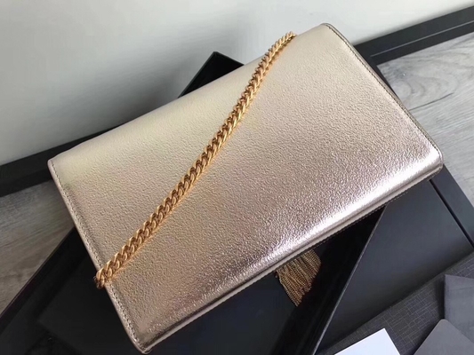 Tas Tali Poliester Saint Laurent YSL Woc Tali Yang Dapat Disesuaikan Dengan Penutupan Ritsleting Perak