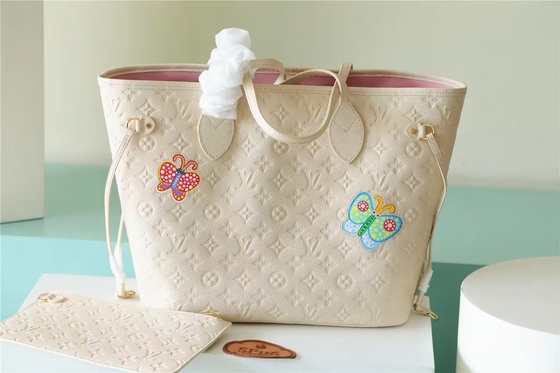 Tas Pesta Wanita Bermerek Neverfull MM Monogram Empreinte Dengan Tatakan Bunga