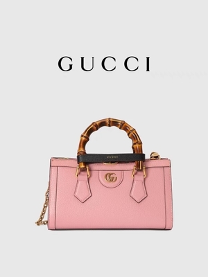 Pink Kulit GG Gucci Diana Tas Bambu Tas Tangan OEM