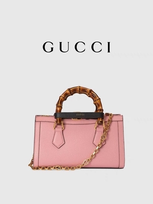 Pink Kulit GG Gucci Diana Tas Bambu Tas Tangan OEM