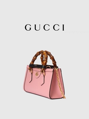 Pink Kulit GG Gucci Diana Tas Bambu Tas Tangan OEM