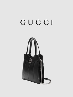 Kulit Palladium Tone Gucci Tote Mini Klasik Siluet