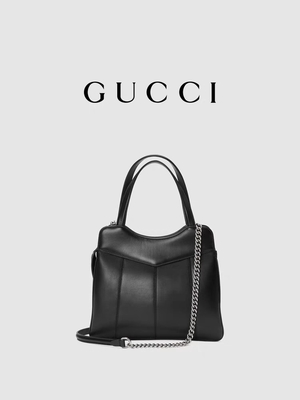 Kulit Palladium Tone Gucci Tote Mini Klasik Siluet