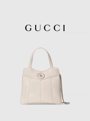Kulit Palladium Tone Gucci Tote Mini Klasik Siluet