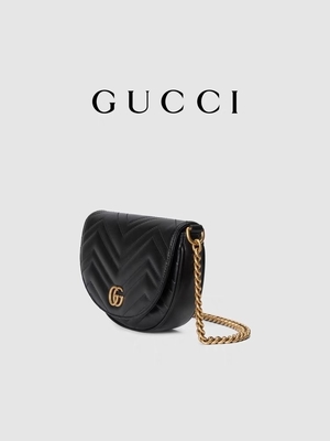Tas Selempang Bermerek Kulit Hitam Rantai GG Marmont Tote Bag Quilted Matelasse