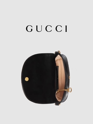 Tas Selempang Bermerek Kulit Hitam Rantai GG Marmont Tote Bag Quilted Matelasse