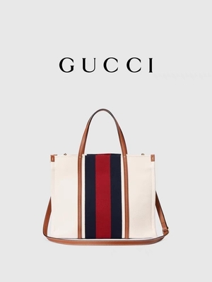 Linen Interlocking G Tas Kurir Bermerek Gucci Biru Dan Tas Garis Merah