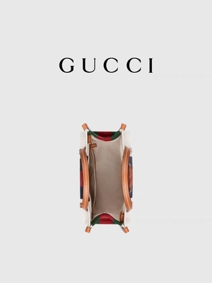 Linen Interlocking G Tas Kurir Bermerek Gucci Biru Dan Tas Garis Merah