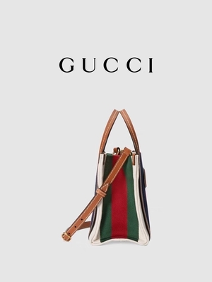 Linen Interlocking G Tas Kurir Bermerek Gucci Biru Dan Tas Garis Merah