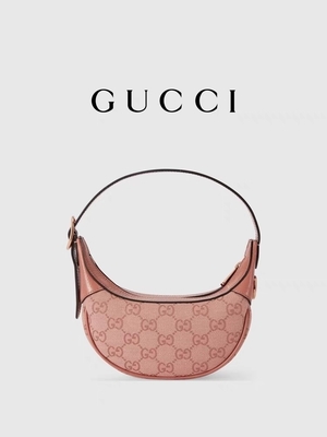 Tas Bahu Bermerek Desainer Gucci Ophidia Small Pink GG Canvas Cotton Linen Lining
