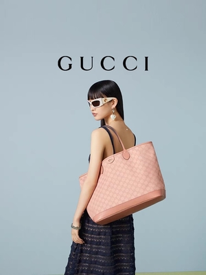 Pink Canvas Gucci Ophidia GG Medium Tote Shoulder Bag Untuk Bepergian Bisnis