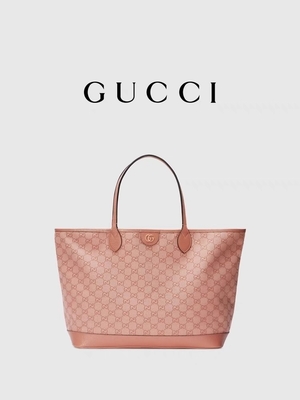 Pink Canvas Gucci Ophidia GG Medium Tote Shoulder Bag Untuk Bepergian Bisnis