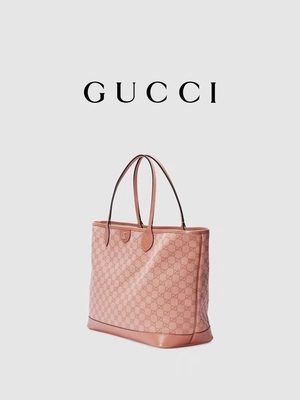 Pink Canvas Gucci Ophidia GG Medium Tote Shoulder Bag Untuk Bepergian Bisnis