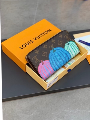 Kanvas Unisex LV Sarah Monogram Dompet Kulit Kolaborasi Damier